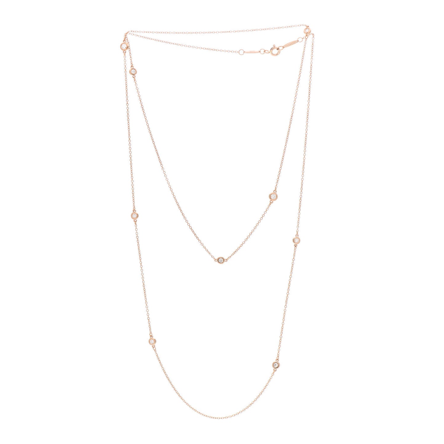 18K Rose Gold Diamond .31ctw Elsa Peretti Diamonds by the Yard Sprinkle Necklace