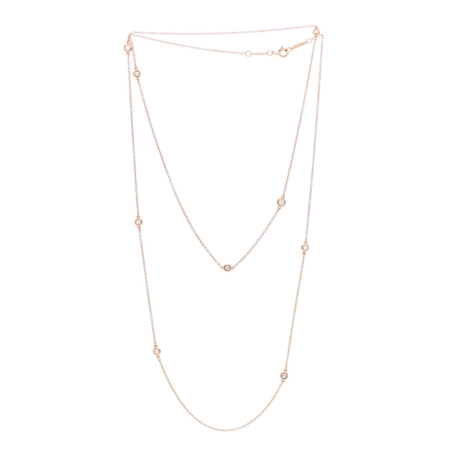 Tiffany 18K Rose Gold Diamond .31ctw Elsa Peretti Diamonds by the Yard Sprinkle Necklace 4 of 9