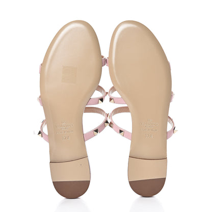Valentino Garavani Nappa Rockstud Caged Flat Slide Sandals 37.5 Water Rose 5 of 7