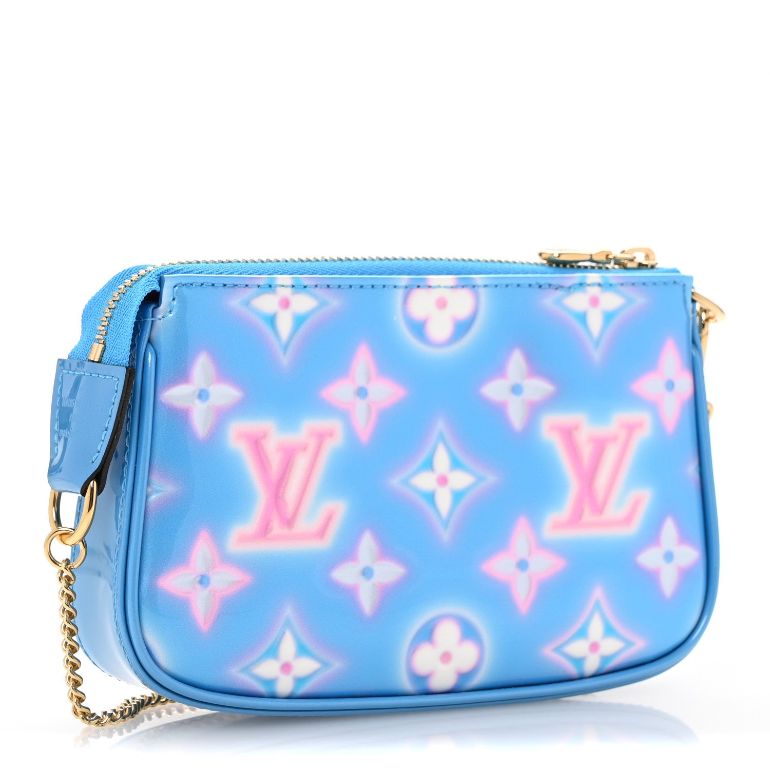 Louis Vuitton Vernis Valentine Mini Pochette Accessories Baby Blue Neon 3 of 9