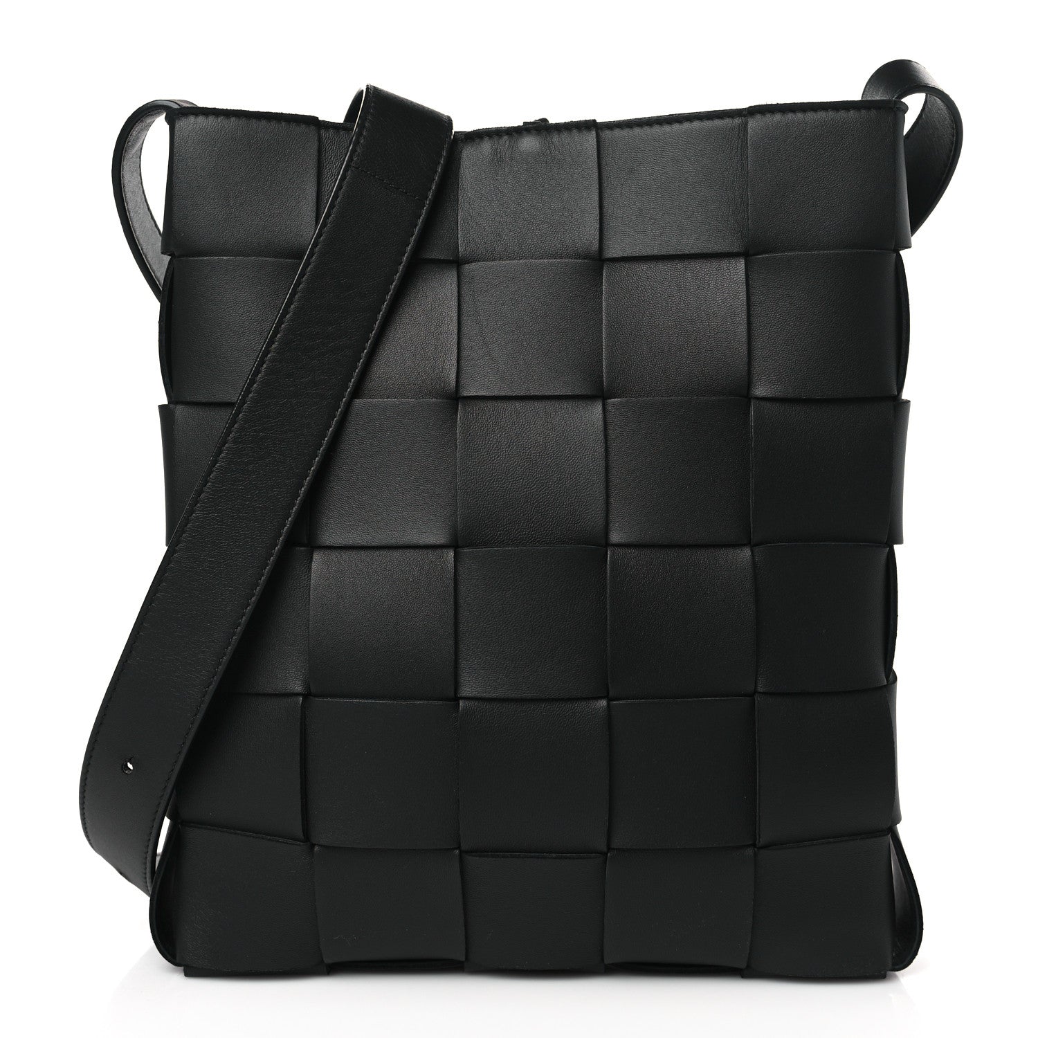 Bottega Veneta Lambskin Maxi Intrecciato Cassette Messenger Black 1 of 11