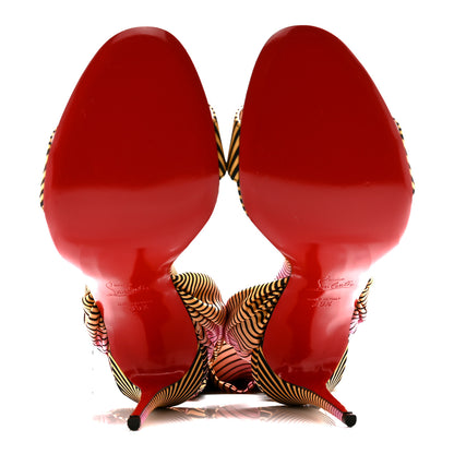 Christian Louboutin Satin Sandale Du Desert Stripe 100 Sandal 39.5 Pink Orange Multi 5 of 8