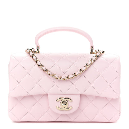Chanel Lambskin Quilted Mini Top Handle Rectangular Flap Light Pink 1 of 9