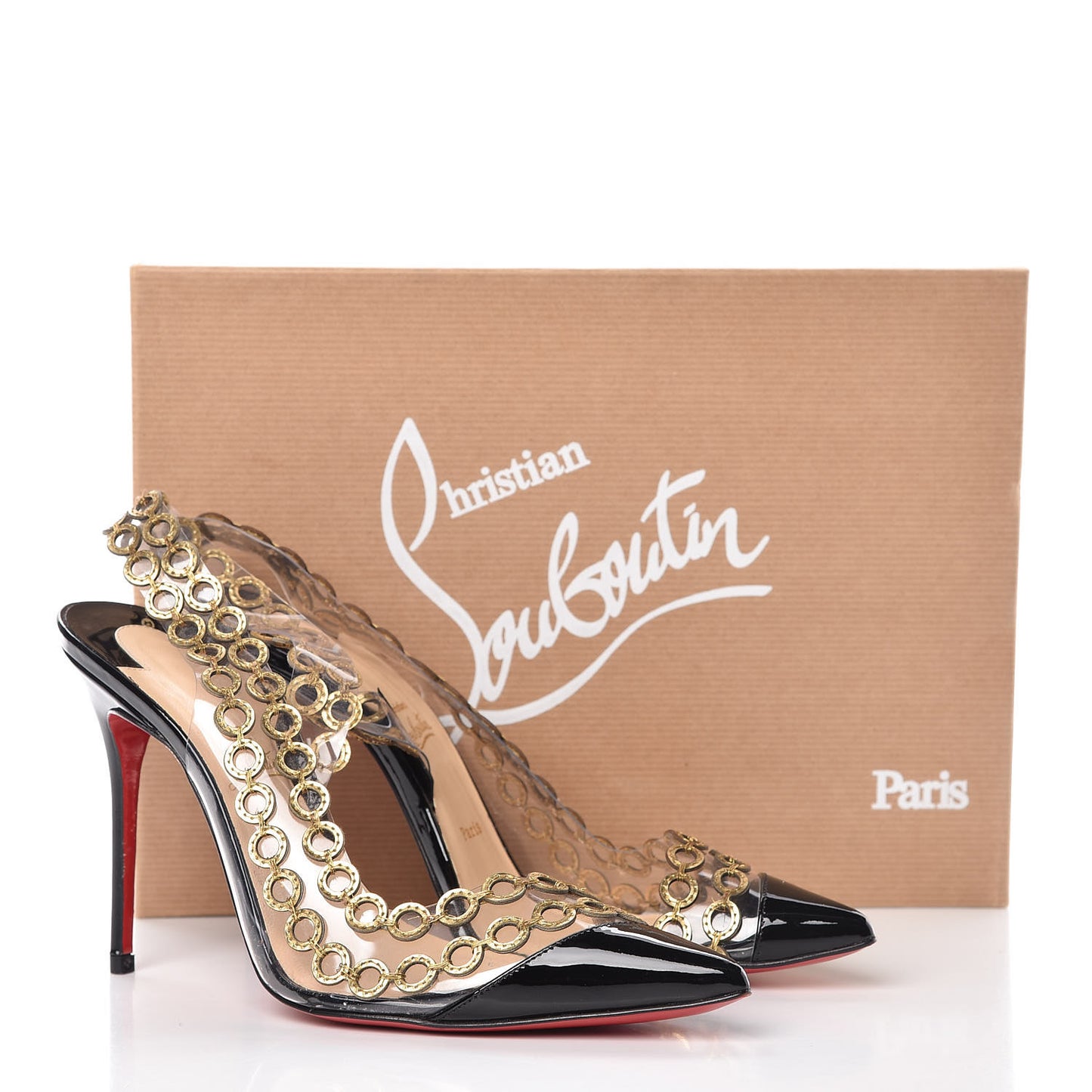 Patent PVC Malaika Half Dorsay 120 Pumps 37.5 Black Gold