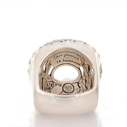 John Hardy Sterling Silver White Topaz Quartz 20mm Bamboo Dome Ring 7.25 5 of 5