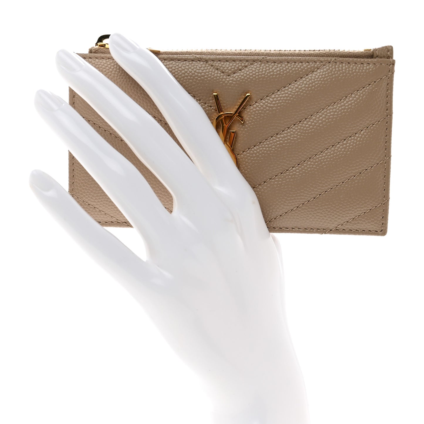 Monogram Grain de Poudre 5 Fragments Zip Pouch Card Holder Dark Beige