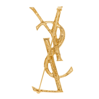 Saint Laurent Monogram Crocodile Opyum Brooch Gold 3 of 4
