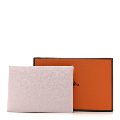 Hermes Chevre Mysore Calvi Duo Card Case Mauve Pale 8 of 8
