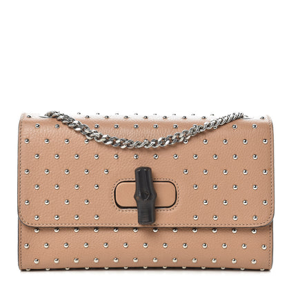 Gucci Calfskin Studded Medium Miss Bamboo Shoulder Bag Camelia 1 of 9