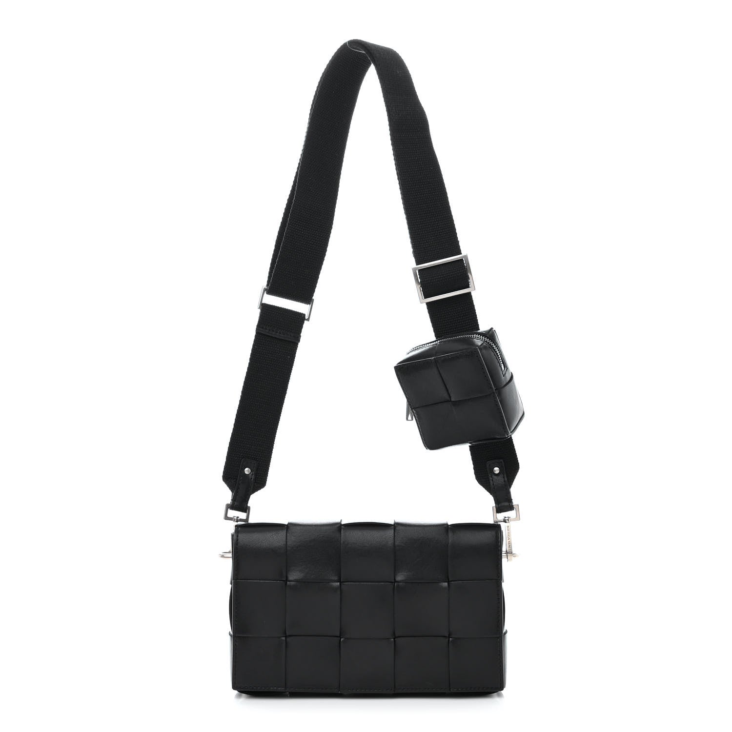 Bottega Veneta Calfskin Maxi Intreccio Cassette With Strap Bag Black 1 of 11