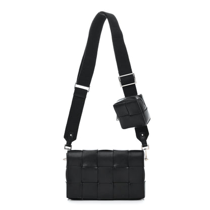 Bottega Veneta Calfskin Maxi Intreccio Cassette With Strap Bag Black 1 of 11