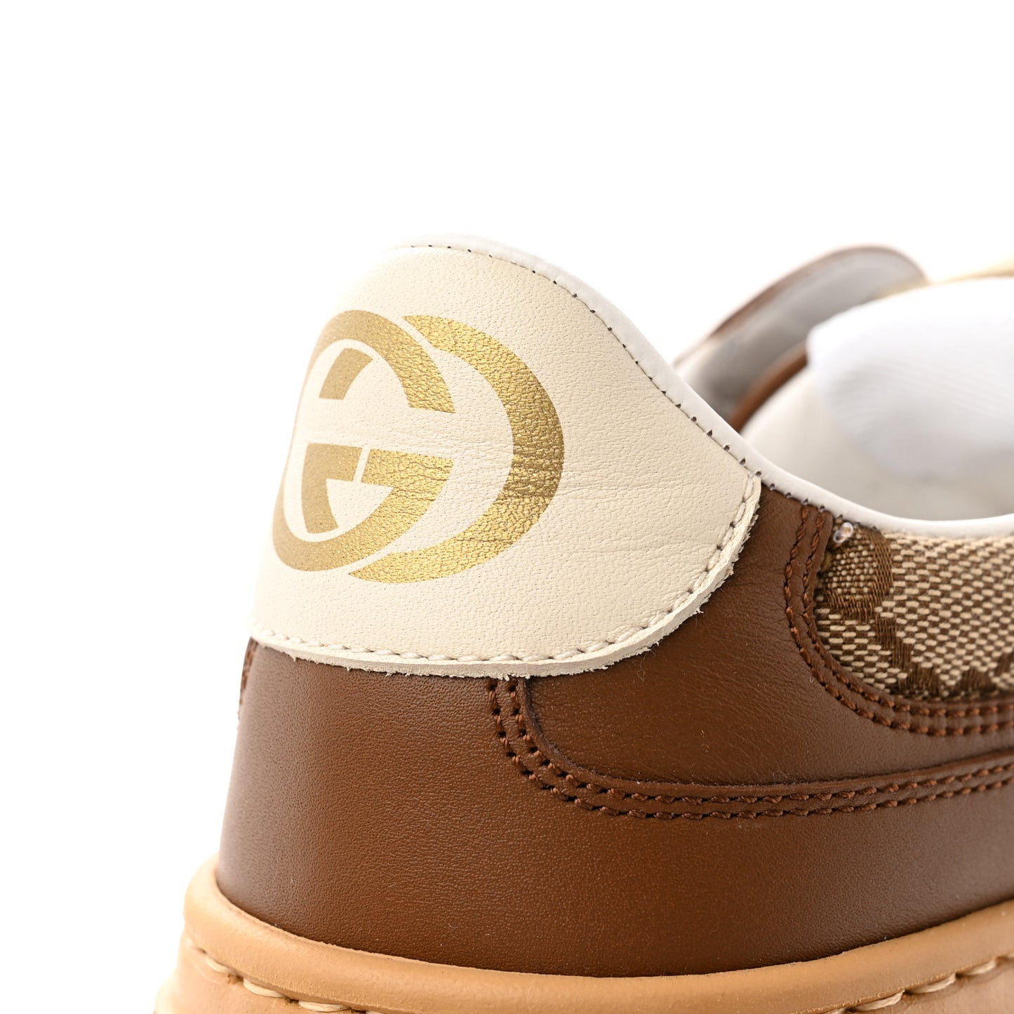 Calfskin GG Monogram Womens Platform 55mm Sneakers 37.5 Hezelnut Beige Ebony Mystic White