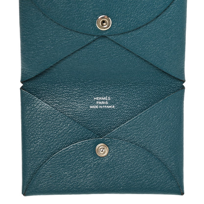 Hermes Chevre Mysore Calvi Card Case Vert Bosphore 5 of 7