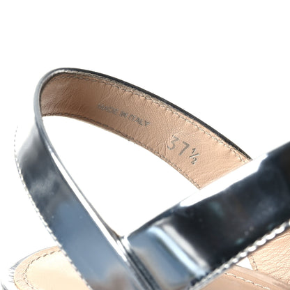 Prada Vitello Metallic Calfskin Platform Sandals 37.5 Argento 8 of 9