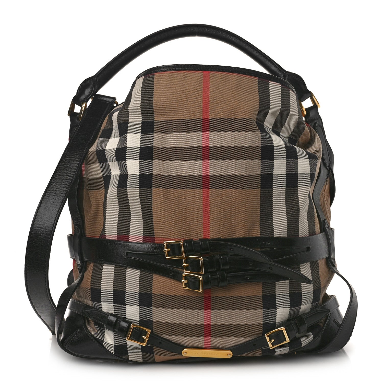 Burberry House Check Bridle Calfskin Medium Gosford Hobo Black 1 of 8