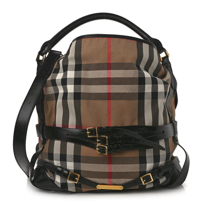 Burberry House Check Bridle Calfskin Medium Gosford Hobo Black 1 of 8
