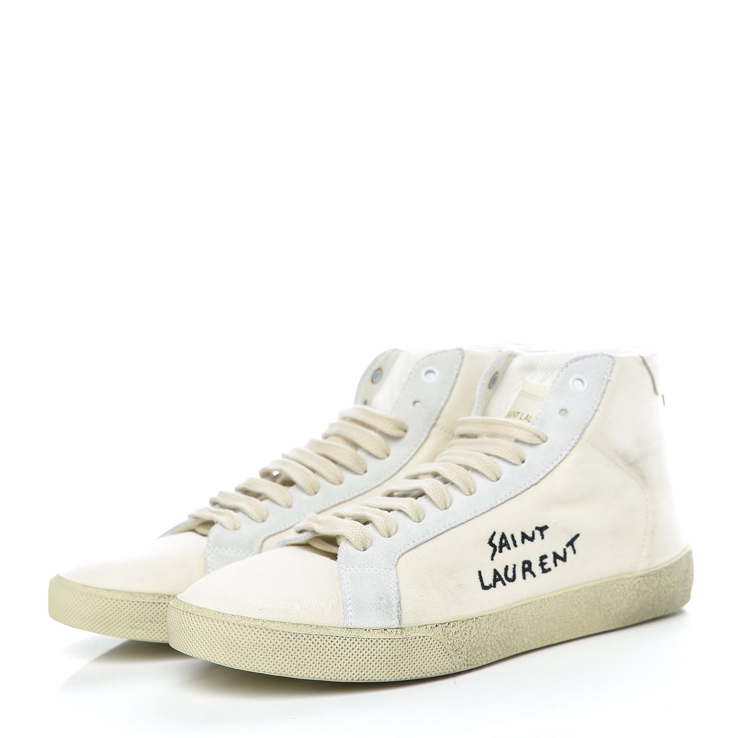 Distressed Canvas Mens Classic Court High Top Sneakers 41 Milk Panna