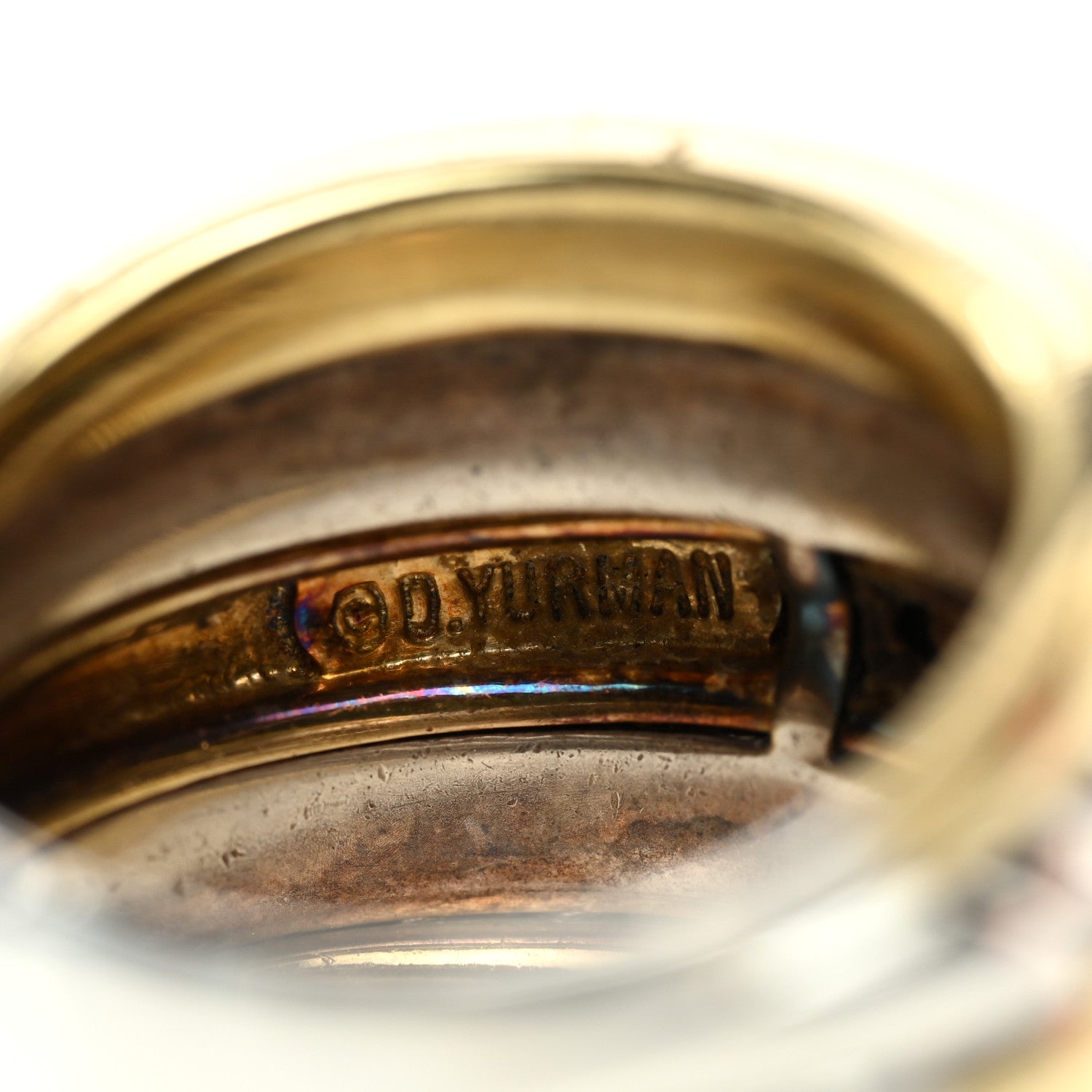 David Yurman Sterling Silver 18K Yellow Gold 18mm Five-Row Cable Ring 53 6.5 4 of 5