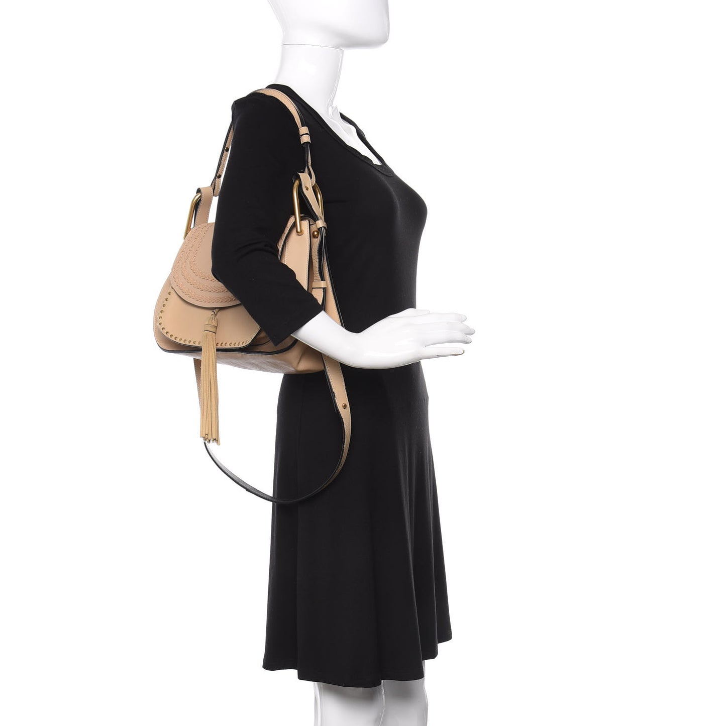 Calfskin Medium Braided Hudson Double Carry Shoulder Bag Blondie Beige