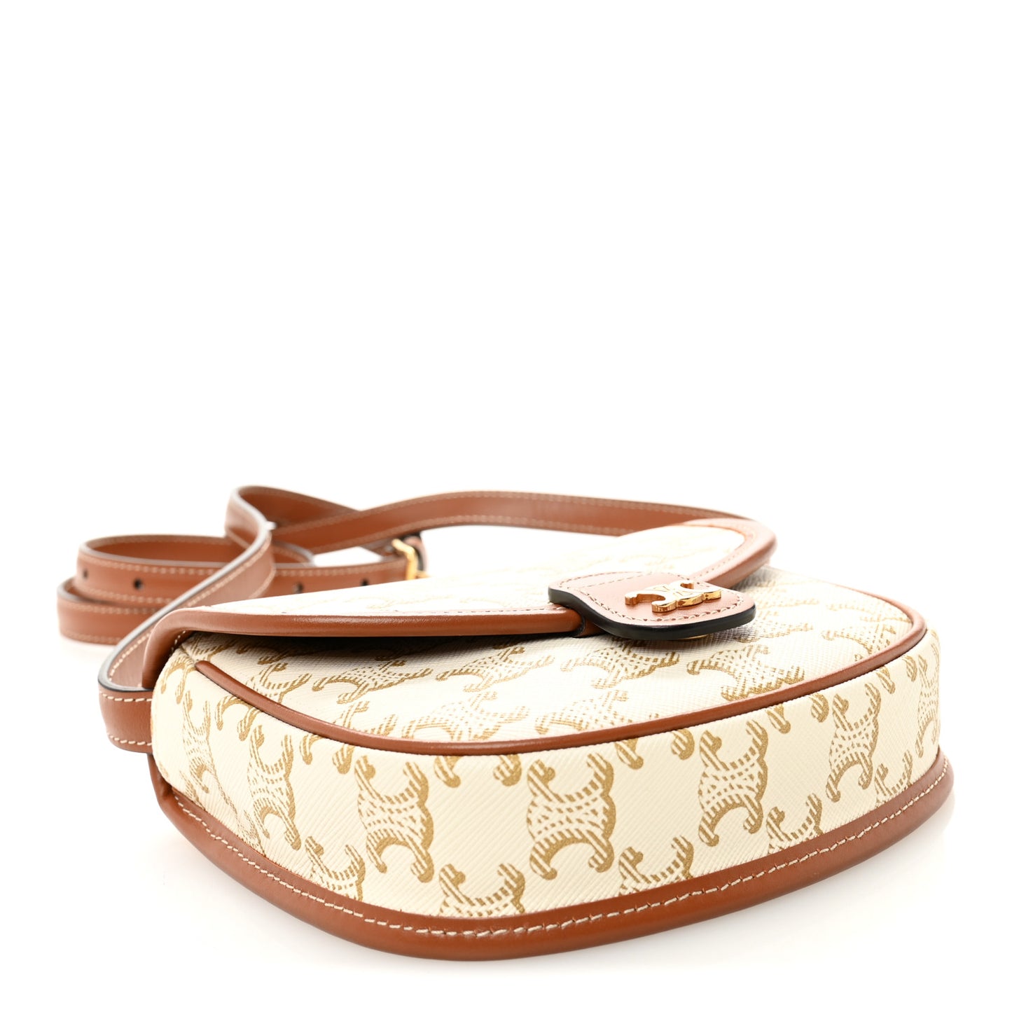 Triomphe Canvas Calfskin Mini Besace Bag White