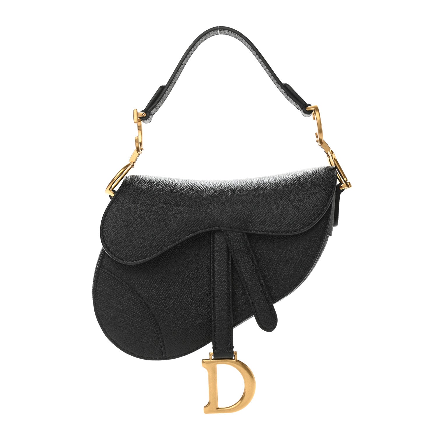 Christian Dior Grained Calfskin Mini Saddle Bag Black 1 of 9