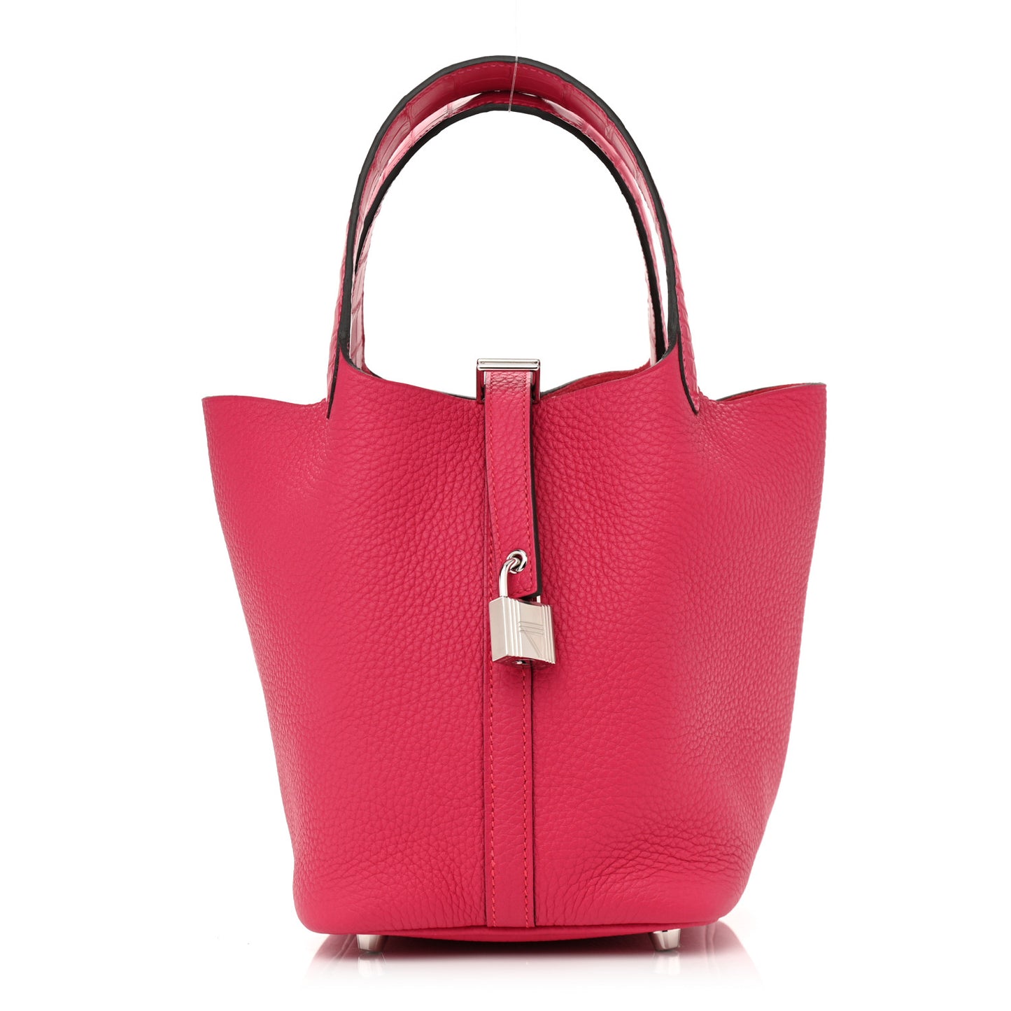 Taurillon Clemence Matte Alligator Picotin Lock Touch 18 PM Rose Mexico