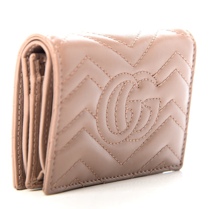 Gucci Calfskin Matelasse GG Marmont Card Case Wallet Porcelain Rose 2 of 7