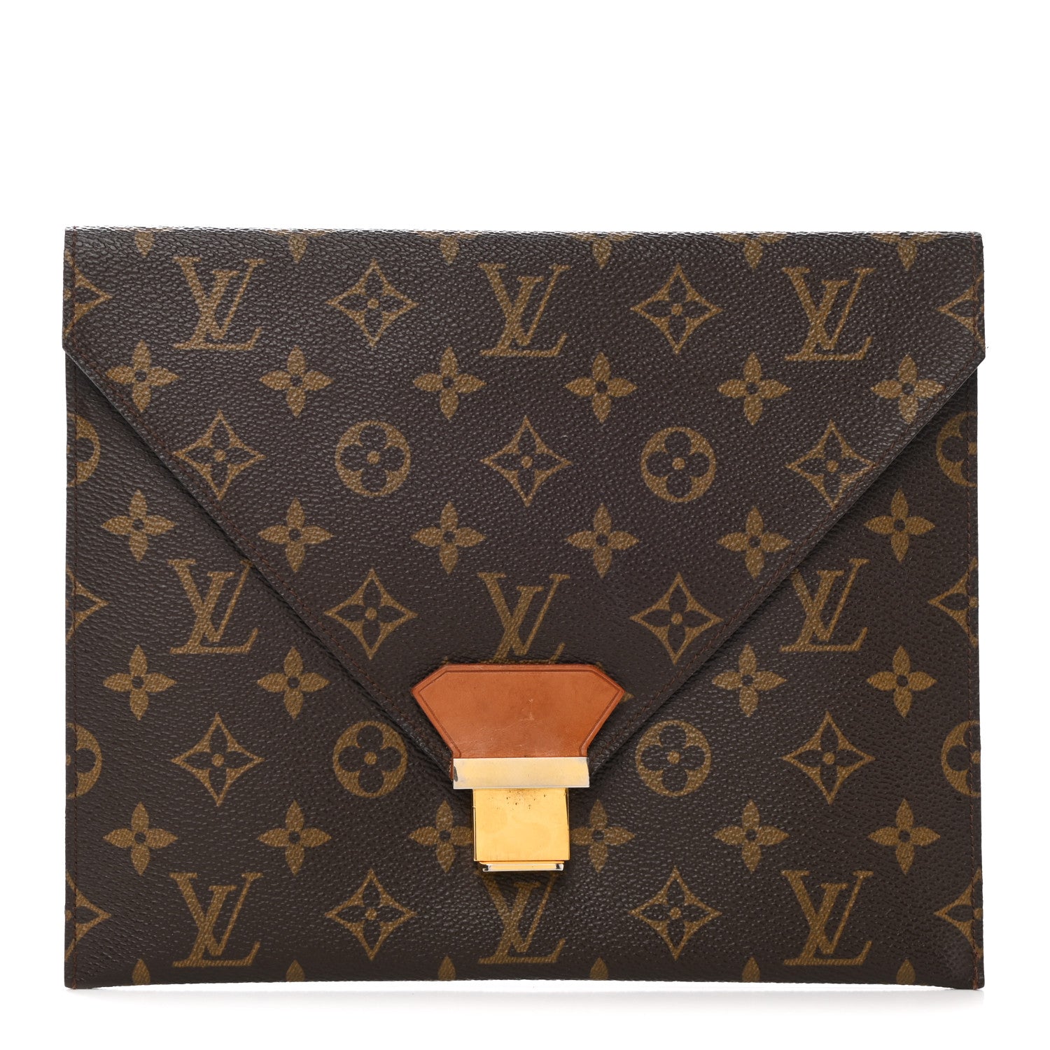 Louis Vuitton Monogram Poche Plate Envelope Clutch PM 1 of 10