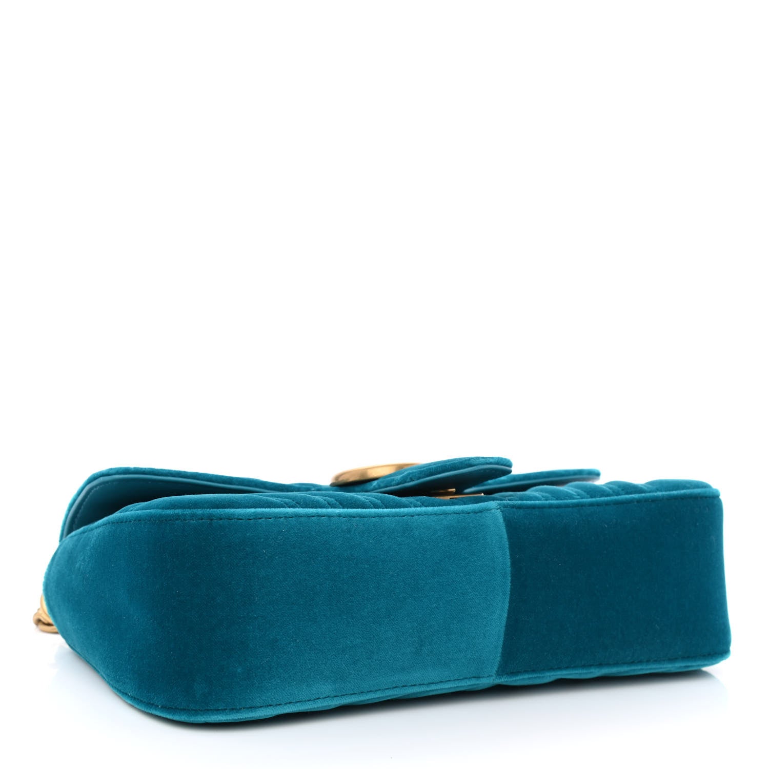 Gucci Velvet Matelasse Small GG Marmont Shoulder Bag Pavone Cyan 4 of 11