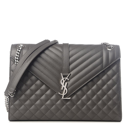 Saint Laurent Grain De Poudre Textured Mixed Matelasse Large Triquilt Monogram Satchel Earth 1 of 8