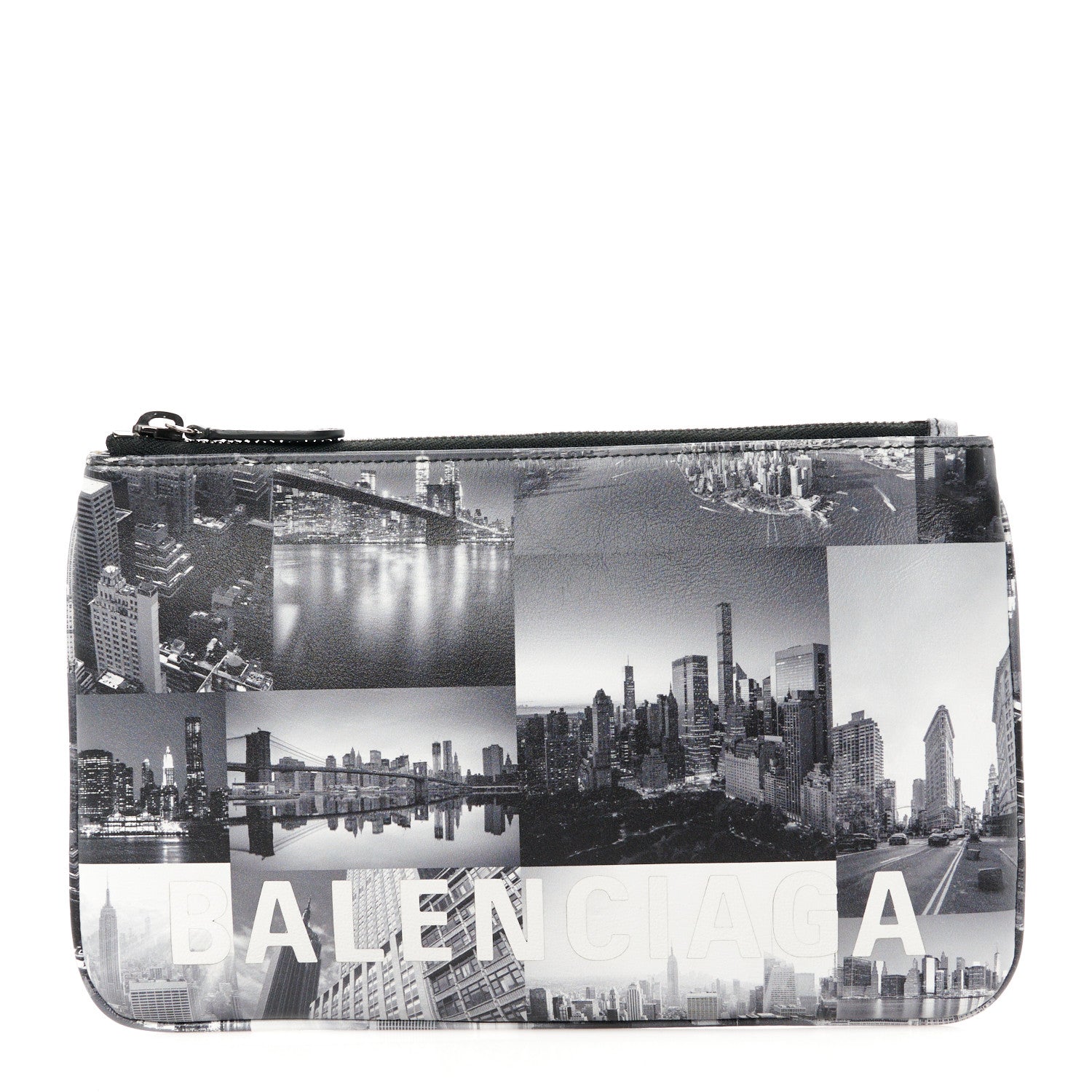 Balenciaga Calfskin New York Skyline Logo Ville Zip Pouch M Black 1 of 8