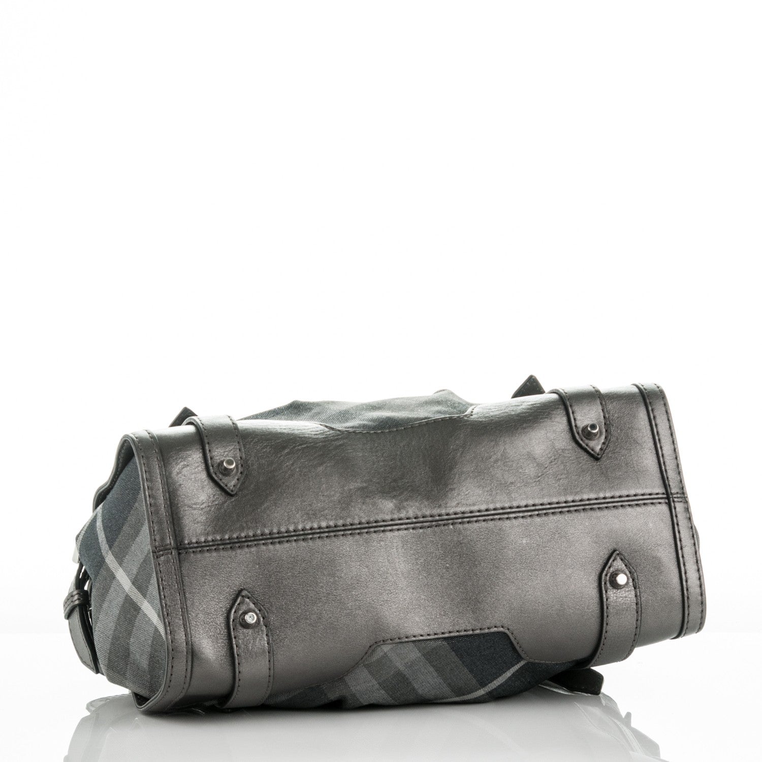 Burberry Shimmer Check Pilgrim Satchel Pewter 5 of 15