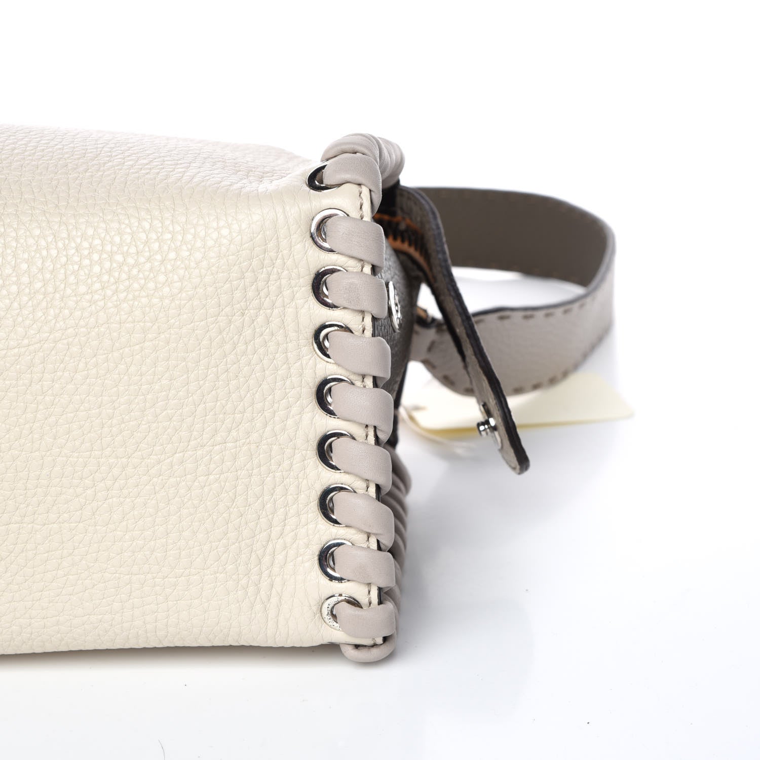 Fendi Cuoio Romano Selleria Vitello Dolce Lace Up Lei Boston Tote Camelia Milk Grigio Polvere 6 of 12