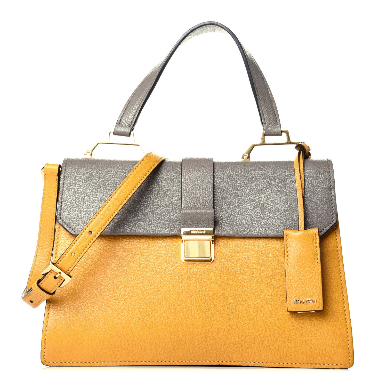 Miu Miu Goatskin Bandoliera Madras Bi-Color Shoulder Bag Argilla Soleil 1 of 9