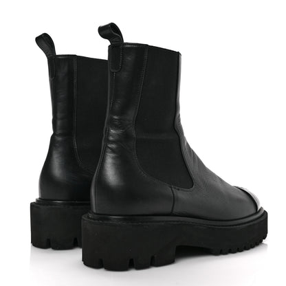Chanel Crumpled Calfskin Patent Cap Toe Short Boots 39 Black 4 of 7