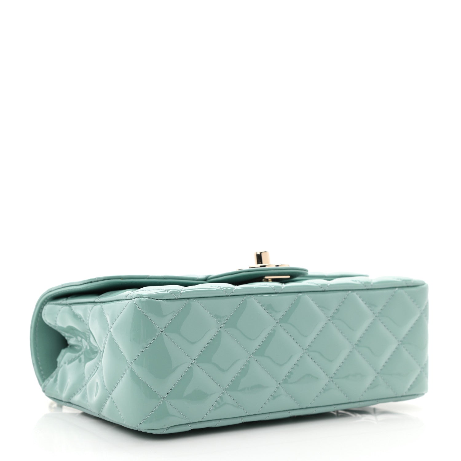 Chanel Patent Calfskin Quilted Mini Rectangular Flap Light Blue 4 of 11