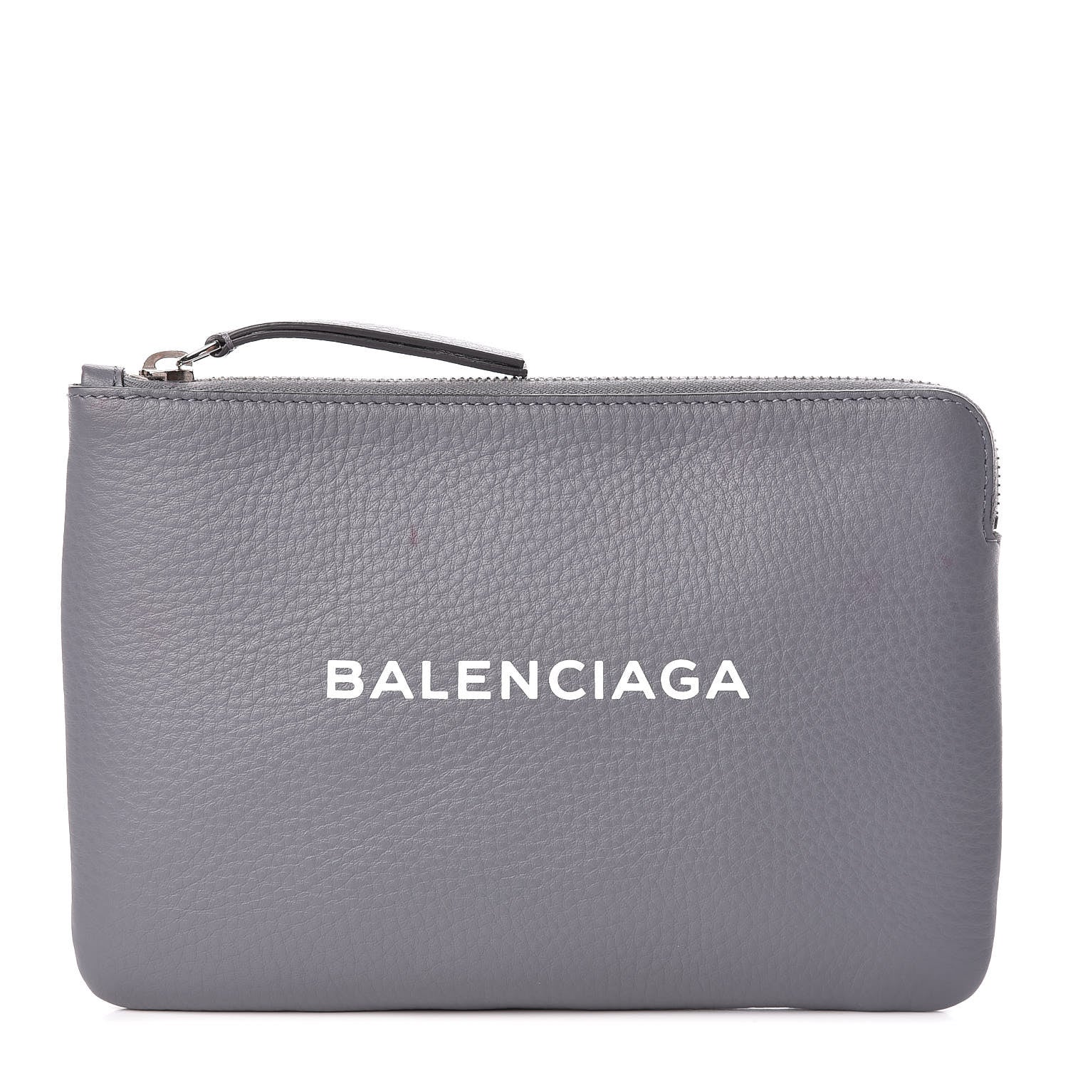 Balenciaga Calfskin Logo Medium Everyday Pouch Gris Perle Fonce White 1 of 9