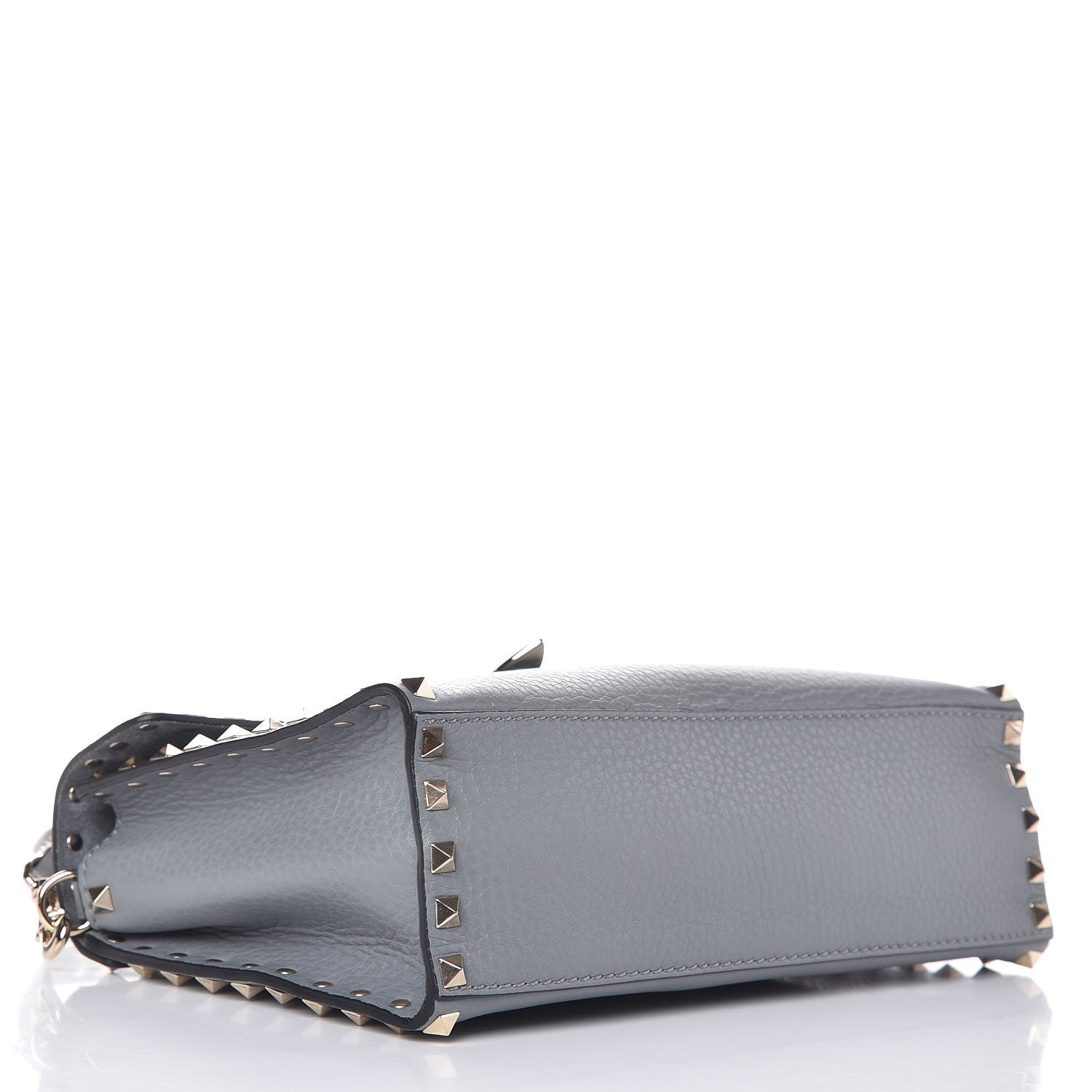 Valentino Garavani Pebbled Calfskin Small Rockstud Single Handle Flap Bag Pastel Grey 5 of 8