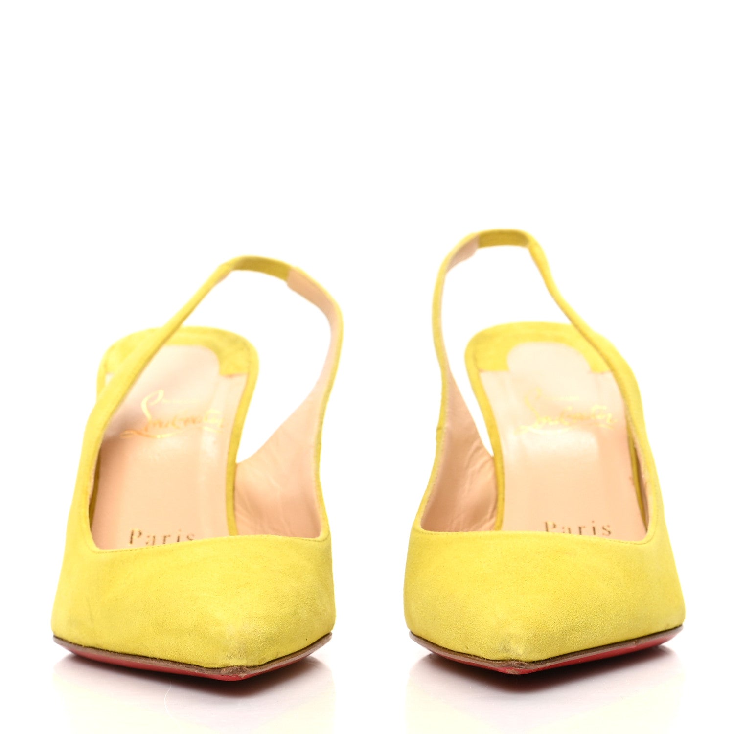 Christian Louboutin Suede Apostrophy 80 Slingback Pumps 36.5 Yellow 2 of 7
