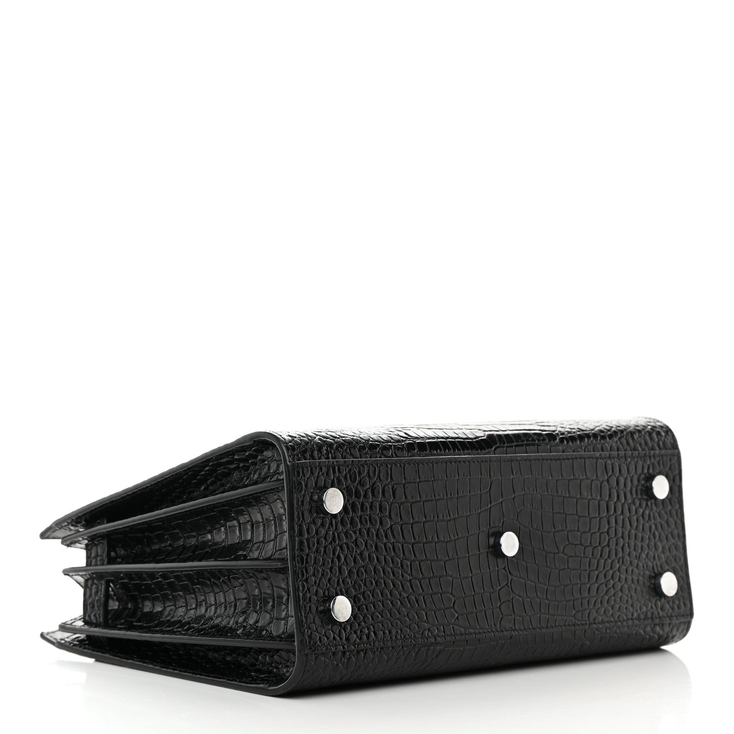 Calfskin Crocodile Embossed Baby Sac De Jour Black