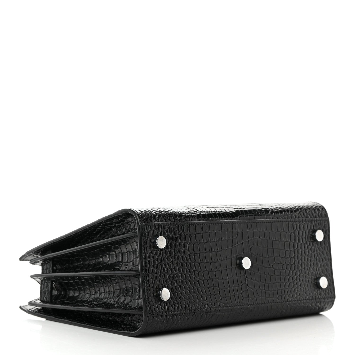 Saint Laurent Calfskin Crocodile Embossed Baby Sac De Jour Black 5 of 20