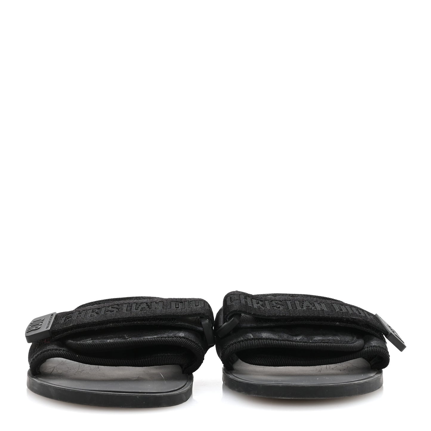 Shiny Technical Fabric Oblique Dio(r)evolution Slide Sandals 39 Black