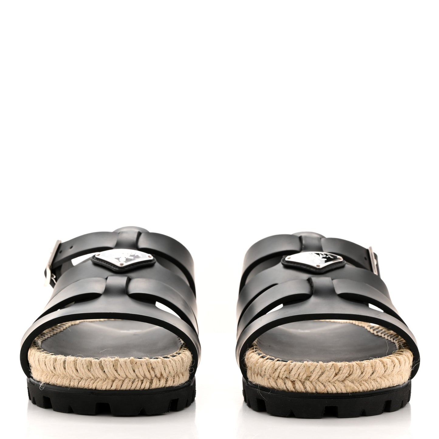 Vitello Soft Rope Metal Triangle Cage Sandals 38 Black