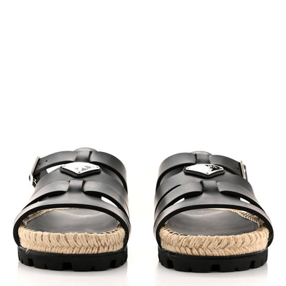 Prada Vitello Soft Rope Metal Triangle Cage Sandals 38 Black 2 of 10
