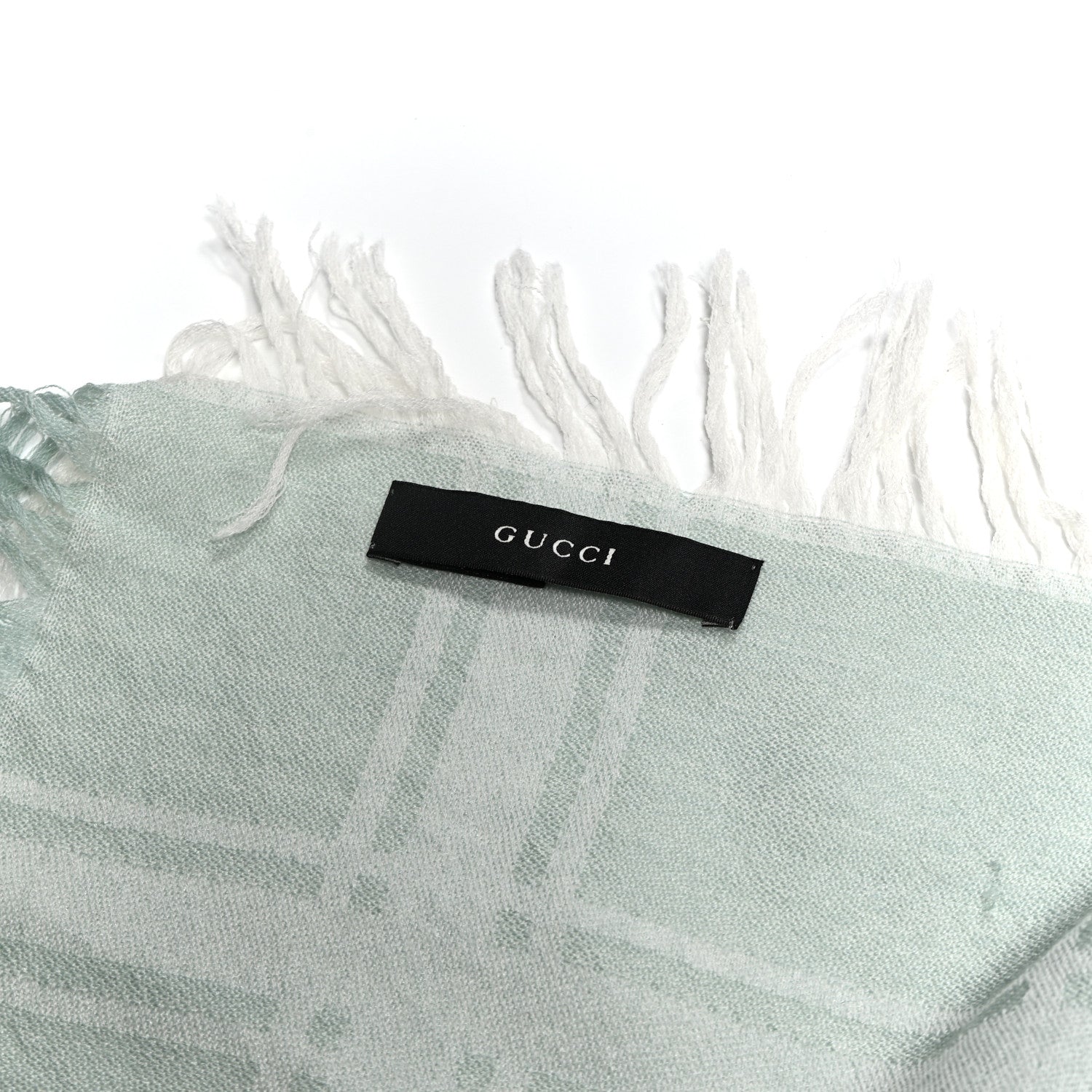 Gucci Wool Silk GG Monogram GGNat Scarf Green 2 of 4