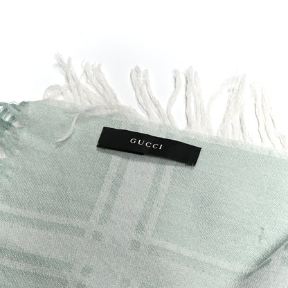 Gucci Wool Silk GG Monogram GGNat Scarf Green 2 of 4