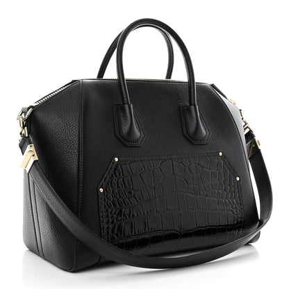 Givenchy Calfskin Crocodile Embossed Medium Antigona Black 3 of 13