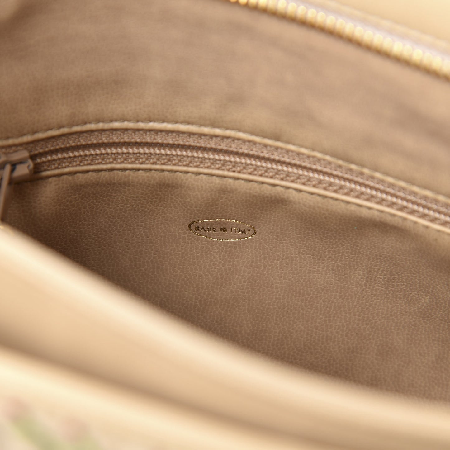 Calfskin Canvas Embroidered Flower Tote Beige