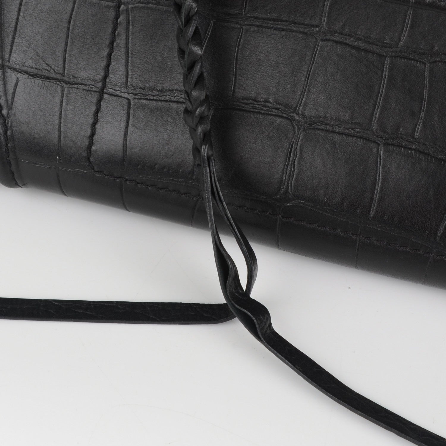 Celine Crocodile Embossed Calfskin Medium Phantom Luggage Black 6 of 8