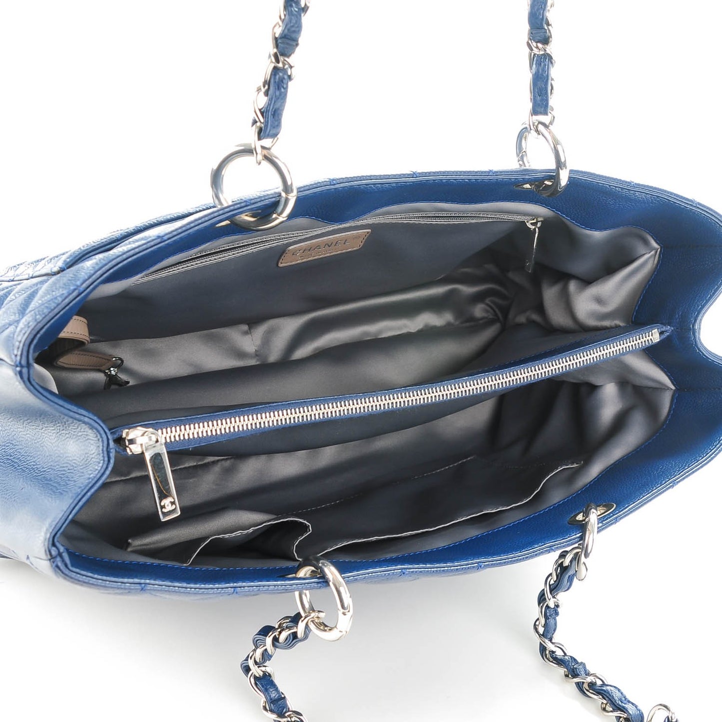 Caviar Quilted XL Grand Shopping Tote GST Navy Blue